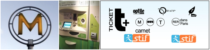 Tickets, vending machine and entrance of the Paris Metro